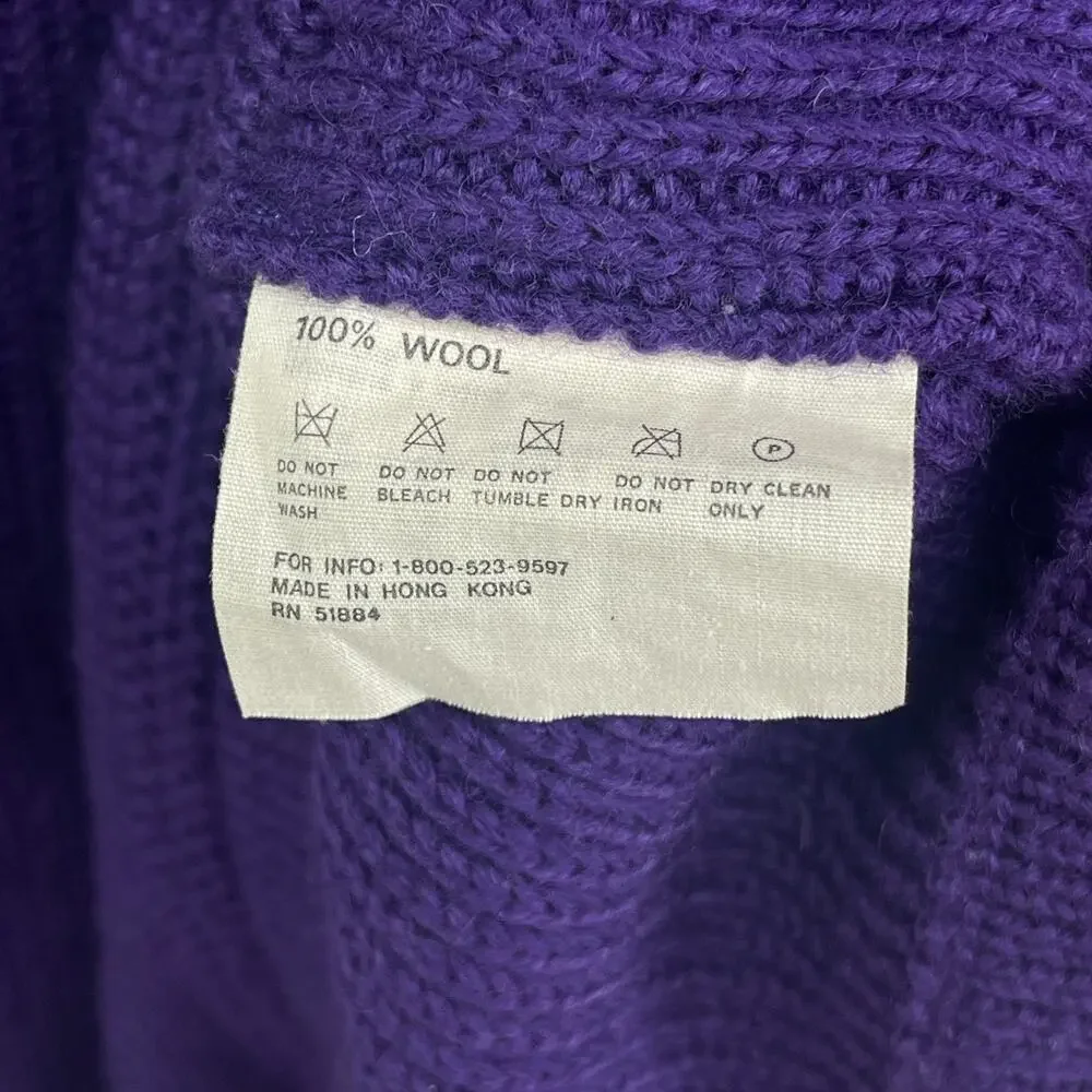 PATAGONIA Sweater Mens L Chamonix Guide 100% Wool Pullover Purple HK VTG 51401